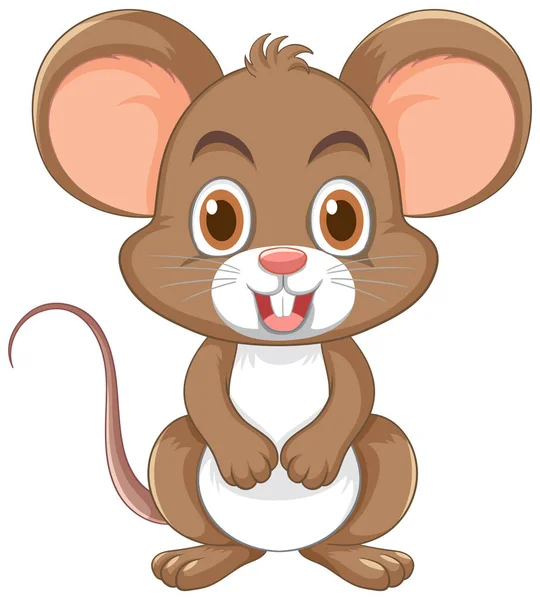 その顔に大きな笑顔を持つ陽気な漫画マウス — ストックベクタ