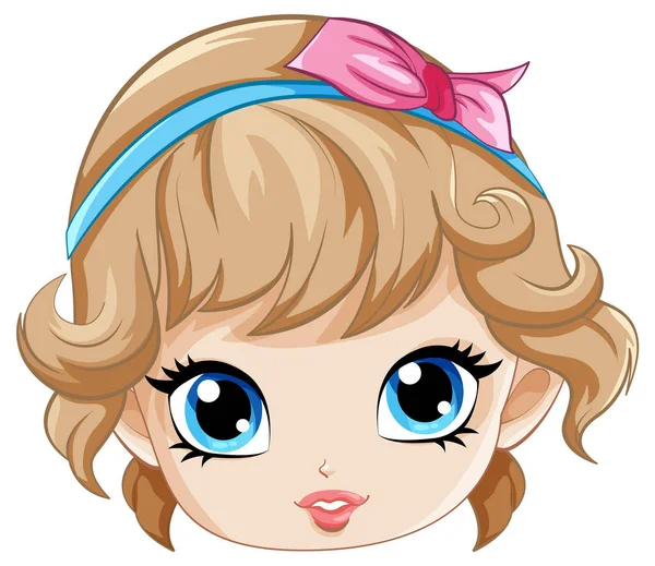 Adorable Girl Head Cartoon Character Illustration — Stock Vector
