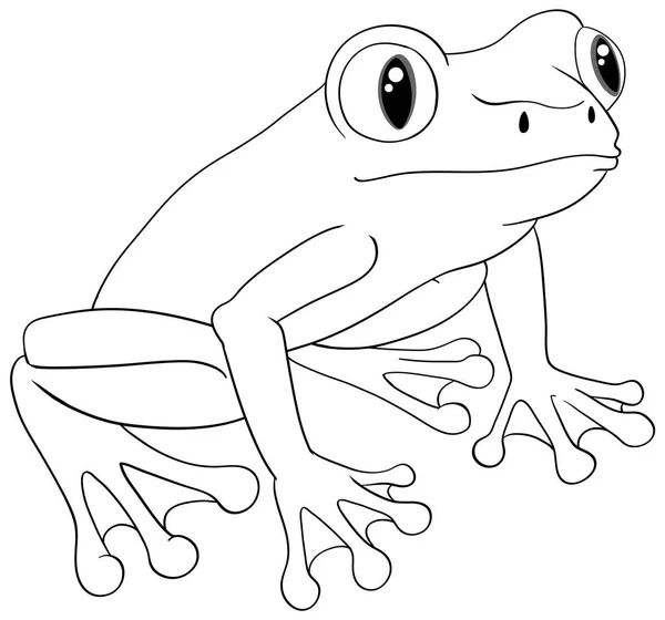 Eine Vektor Cartoon Illustration Eines Umrissenen Frosches Isoliert Auf Weißem — Stockvektor