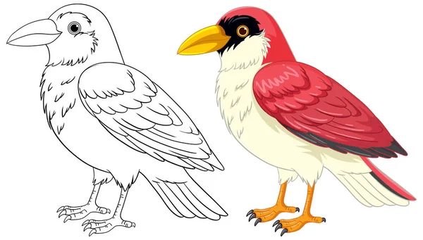 Een Vector Cartoon Illustratie Van Een Vogel Alleen Een Witte — Stockvector