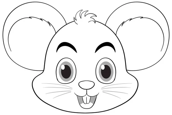 Vector Cartoon Illustration Cute Mouse Outline Colouring — Stock Vector