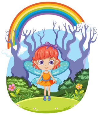 Ormandaki Peri Gökkuşağındaki Gökkuşağı çizimi