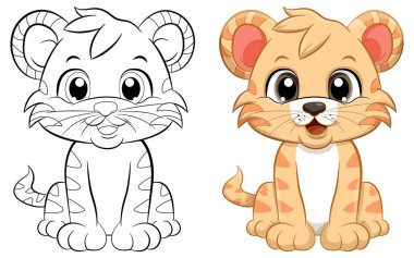 Küçük şirin kaplan çizgi film karakteri çizimi