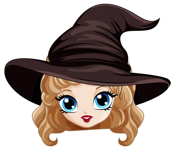 Cartoon Witch Wearing Big Hat Illustration — Stock Vector