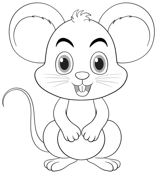 一个用于着色的可爱鼠标轮廓的矢量漫画说明 — 图库矢量图片