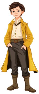 Geleneksel Viktorya tarzı bir kıyafet giyen ve klasik bir yeteneği olan bir adam.