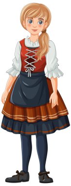 Geleneksel Alman Bavyera kıyafeti giyen at kuyruklu bir kadın vektör karikatür tarzında resmedilmiştir.