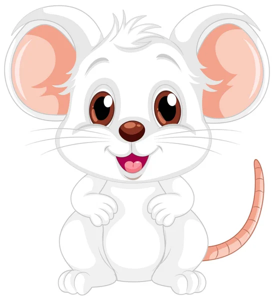 Niedliche Weiße Maus Zeichentrickfigur Illustration — Stockvektor