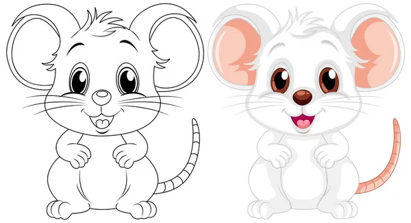 Coloring Cute Rat Cartoon Its Colour Illustration — Stock Vector