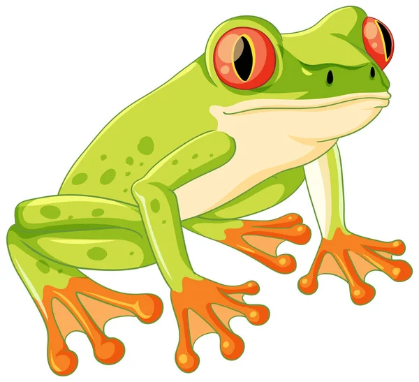 Veselá Kreslená Žába Sedící Liliové Podložce Zářivě Zeleném Odstínu — Stockový vektor