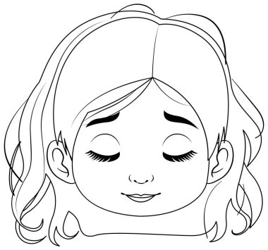 Gözleri kapalı bir kızın vektör çizimi