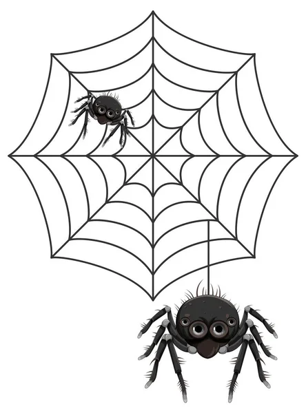 Spider Αράχνη Web Κινούμενα Σχέδια Απομονωμένη Εικόνα — Διανυσματικό Αρχείο