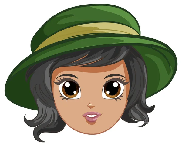 Cartoon Illustration Cute Girl Wearing Hat — Stock Vector