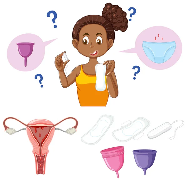 Conjunto Ilustración Del Equipo Menstrual — Archivo Imágenes Vectoriales