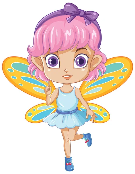 Fairy Girl Pink Hair Cartoon Character Illustration — Stock Vector