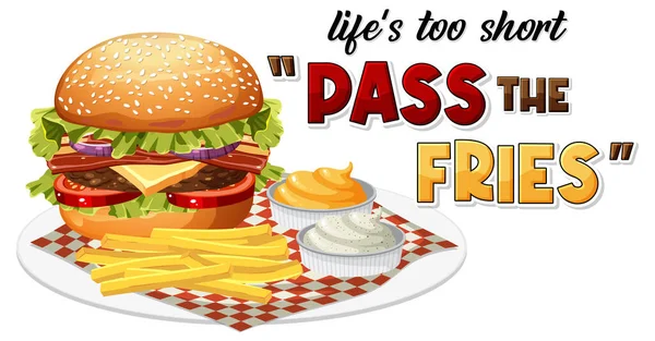 Burger Con Icona Testo Illustrazione — Vettoriale Stock