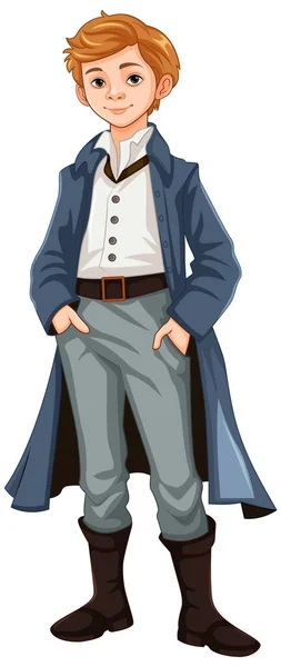 一个男人穿着维多利亚风格的老式服装的卡通画 — 图库矢量图片