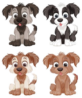 Şirin köpek çizgi filmi, izole edilmiş, resimli.