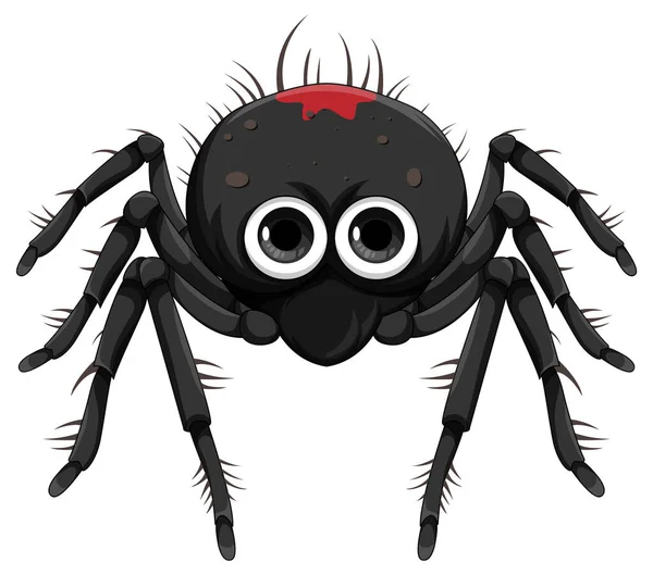 Siyah Örümcek Karikatürü Izole Edilmiş — Stok Vektör