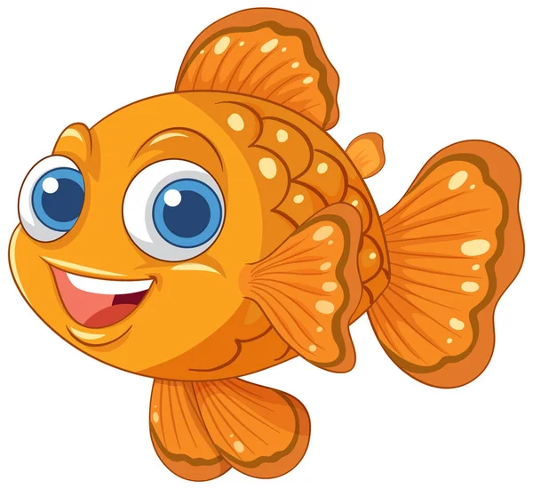 stock vector A cheerful cartoon goldfish with a big smile