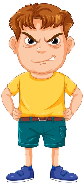 Angry Cartoon Boy Character Vector Illustration Style — Stock Vector