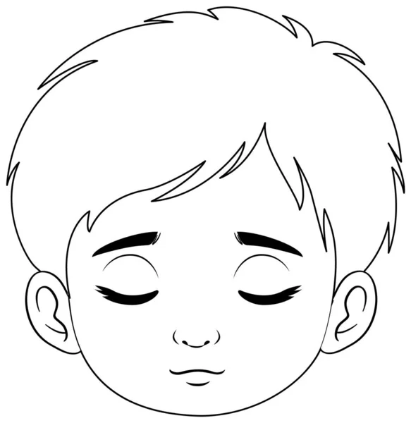 Векторная Иллюстрация Мальчика Мультипликатора Закрывающего Глаза Расслабляющего — стоковый вектор