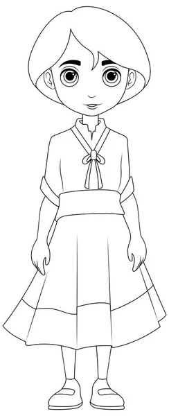 Vector Cartoon Illustration Woman Wearing Vintage Dress Sporting Short Hair — Stock Vector