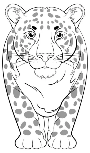 Vector Illustration Outline Cartoon Tiger Perfect Colouring — Stock Vector
