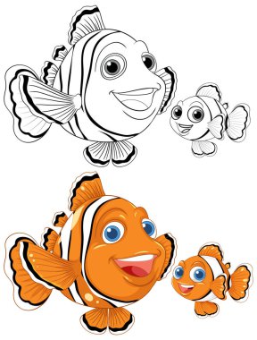 Beyaz arka planda izole edilmiş şirin bir Japon balığının vektör çizimi