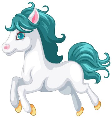 Arkadaşça bir ifadeyle tek boynuzlu atın neşeli bir temsili.