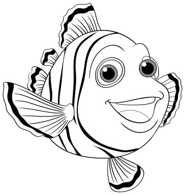 Neşeli bir palyaço balığı çizimi vektör karikatür tarzında