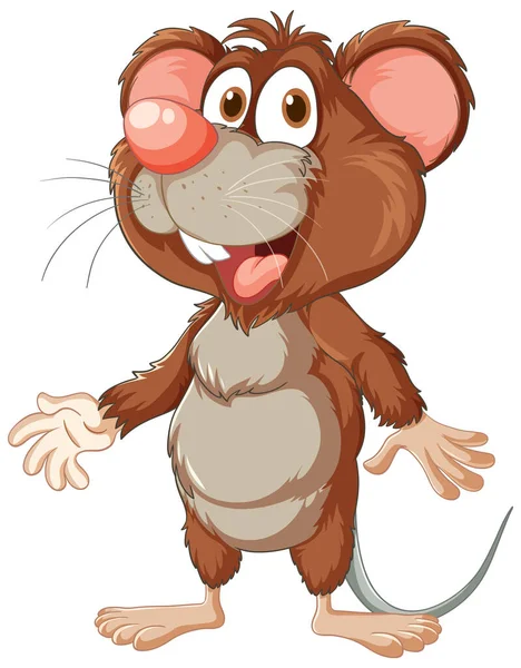 Cheerful Cartoon Mouse Big Smile Its Face — Stock Vector