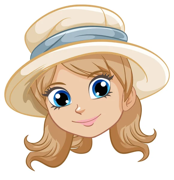 Una Alegre Mujer Dibujos Animados Con Sombrero Aislada Sobre Fondo — Vector de stock