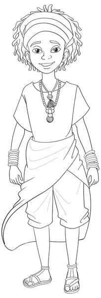 一个穿着非洲传统土生土长服装的男人的轮廓 — 图库矢量图片