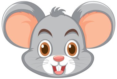 Gülümseyen bir yüzü ve büyük kulakları olan neşeli bir çizgi roman faresi.