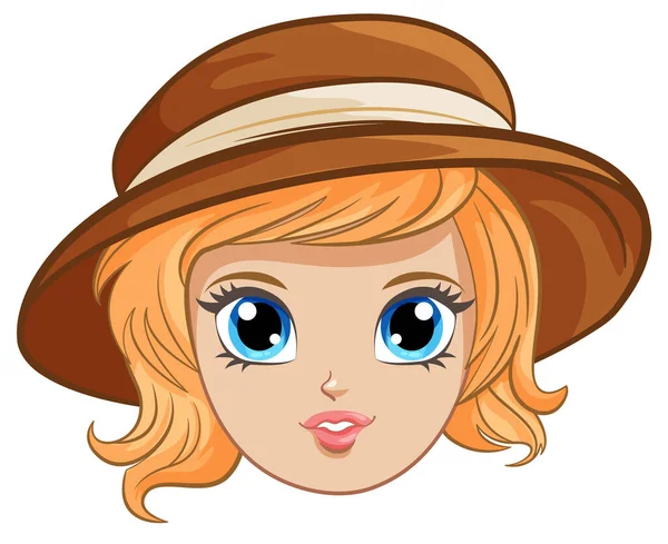 Cute Cartoon Girl Wearing Hat Vector Illustration Style — Stock Vector