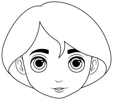Kısa saçlı bir kızın vektör çizimi