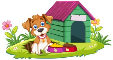 Köpek Evi illüstrasyonu ile Oyuncu Köpek