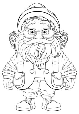 Renklendirme için izole edilmiş yaşlı bir büyükbabanın vektör çizimi