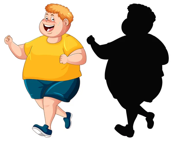 Una Divertente Illustrazione Uomo Sovrappeso Che Tenta Correre — Vettoriale Stock