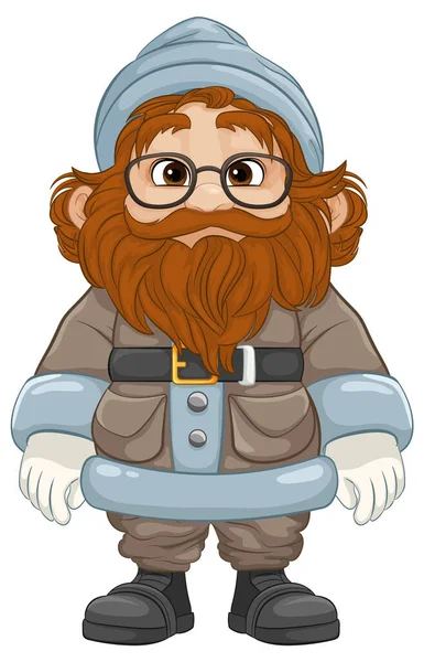 Personagem Desenhos Animados Homem Idoso Usando Óculos Roupas Inverno Isolado —  Vetores de Stock