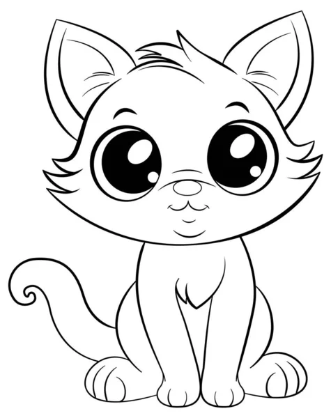 Kolorowanki Strona Zarys Cute Cat Ilustracji — Wektor stockowy