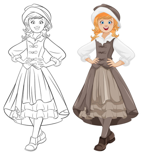 Счастливая женщина в традиционном австрийском костюме в шляпе улыбается