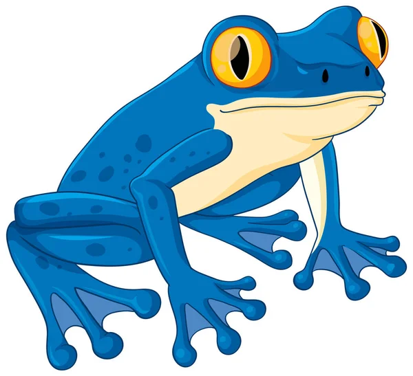 フレンドリーな表情の青いカエルの陽気な漫画イラスト — ストックベクタ