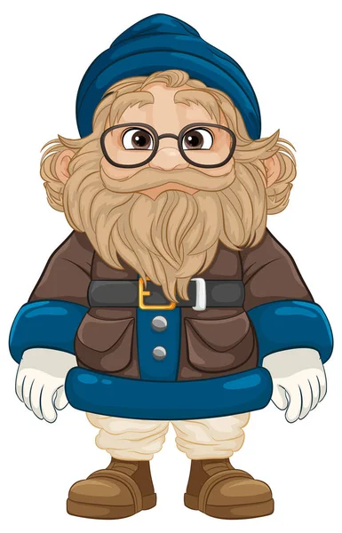 Γελοιογραφία Ενός Ηλικιωμένου Άνδρα Που Φοράει Γυαλιά Και Χειμωνιάτικα Ρούχα — Διανυσματικό Αρχείο