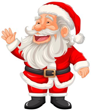 Neşeli bir Noel Baba çizgi film karakteri Mutlu bir karşılama ve gülümseme