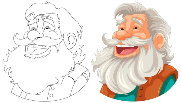 Cheerful Cartoon Illustration Elderly Lumberjack Beard Mustache — Stock Vector