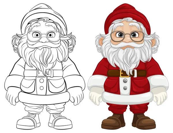 Uma Ilustração Vetorial Personagem Papai Noel Usando Chapéu Vermelho —  Vetores de Stock