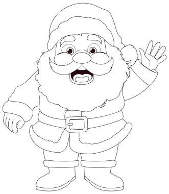 Çekici bir Noel Baba karikatürü içeren boyama sayfaları için hoş bir taslak.