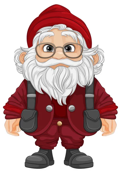 Illustrazione Vettoriale Nonno Anziano Che Indossa Panno Rosso — Vettoriale Stock
